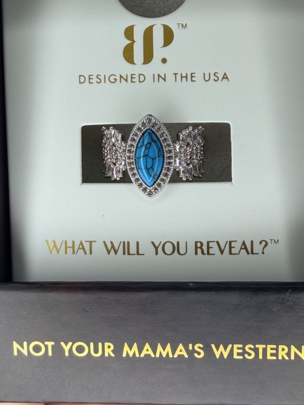 Bomb Party 2026 Outlaw Collection Ring Size 7 Turquoise Magnesite on Rhodium